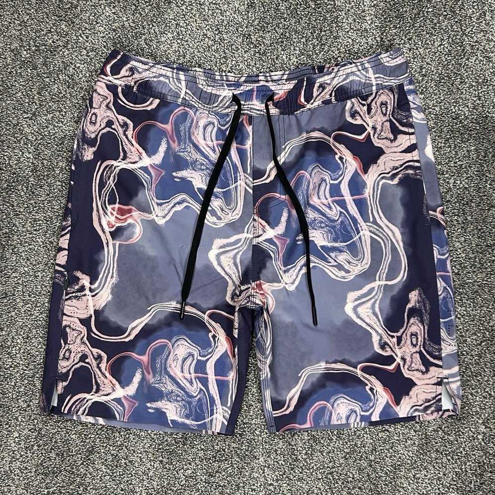 BYLT‎ Premium Basics Coastal Board Short Swim Trunk Bottoms Medium Ripple Print